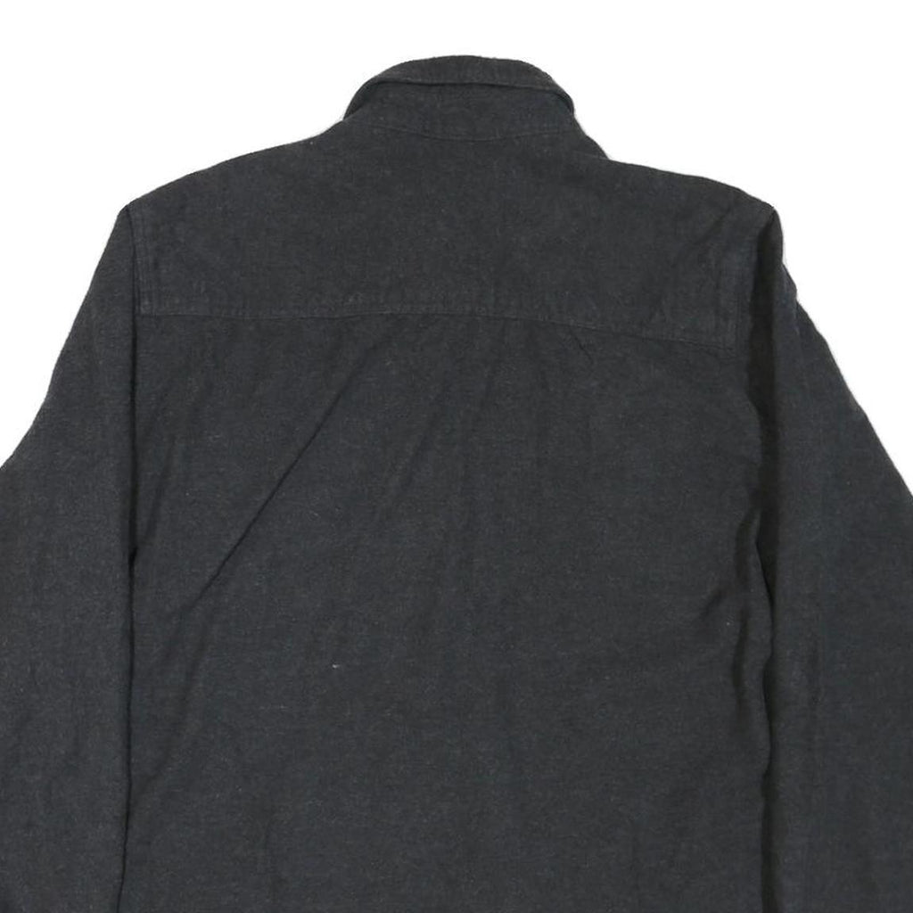 GRIZZLY MOUNTAIN Mens Black Plain Shirt L Button Pocket Casual Cotton Blend