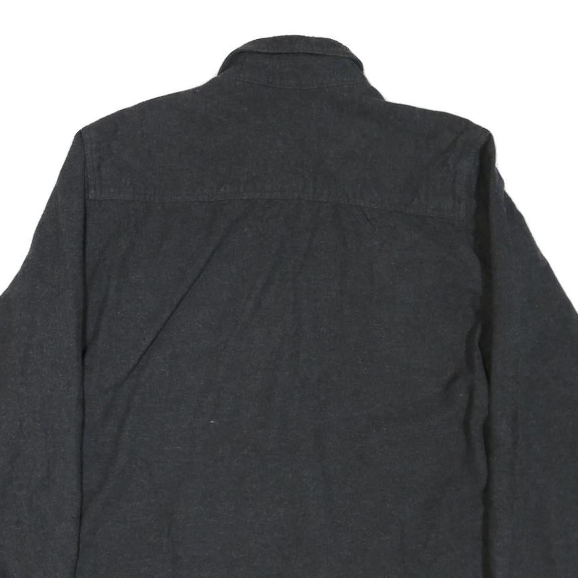 GRIZZLY MOUNTAIN Mens Black Plain Shirt L Button Pocket Casual Cotton Blend