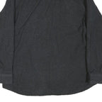 GRIZZLY MOUNTAIN Mens Black Plain Shirt L Button Pocket Casual Cotton Blend