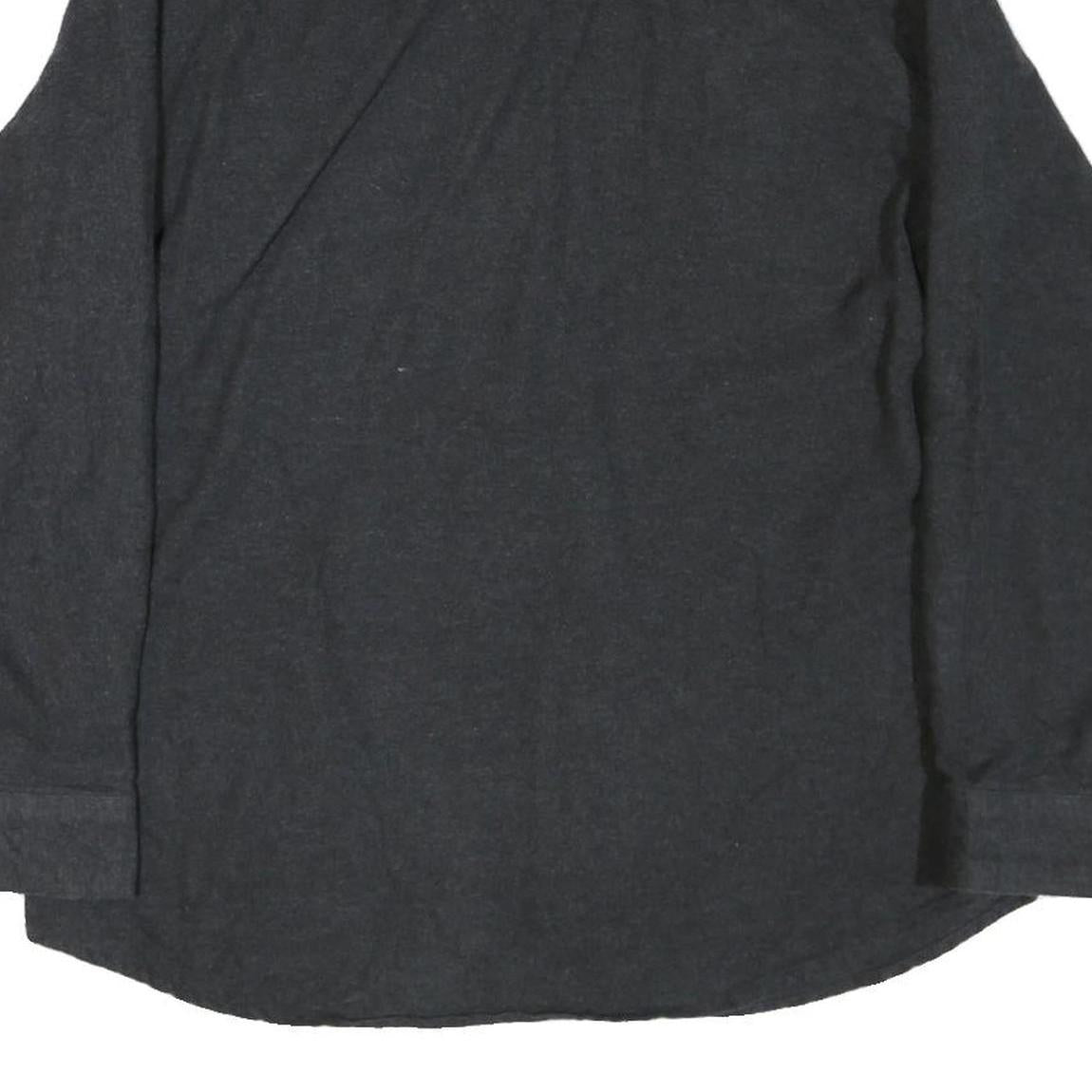 GRIZZLY MOUNTAIN Mens Black Plain Shirt L Button Pocket Casual Cotton Blend