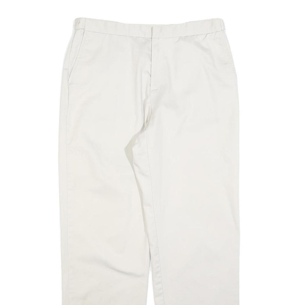 DOCKERS Womens Cotton Blend White Regular Straight Trousers W32 L32 Casual Zip