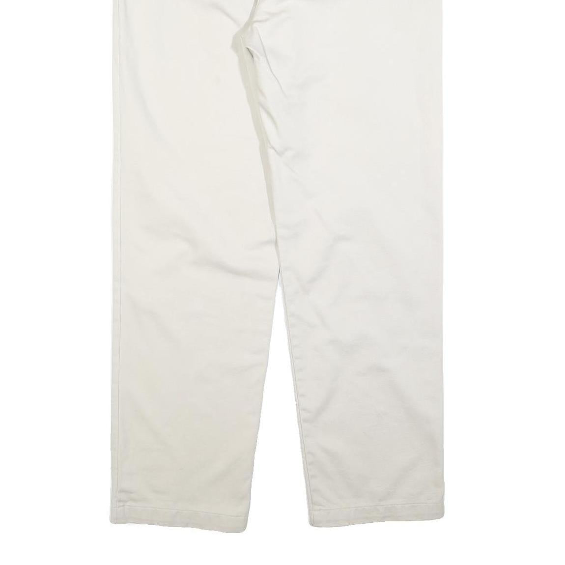 DOCKERS Womens Cotton Blend White Regular Straight Trousers W32 L32 Casual Zip