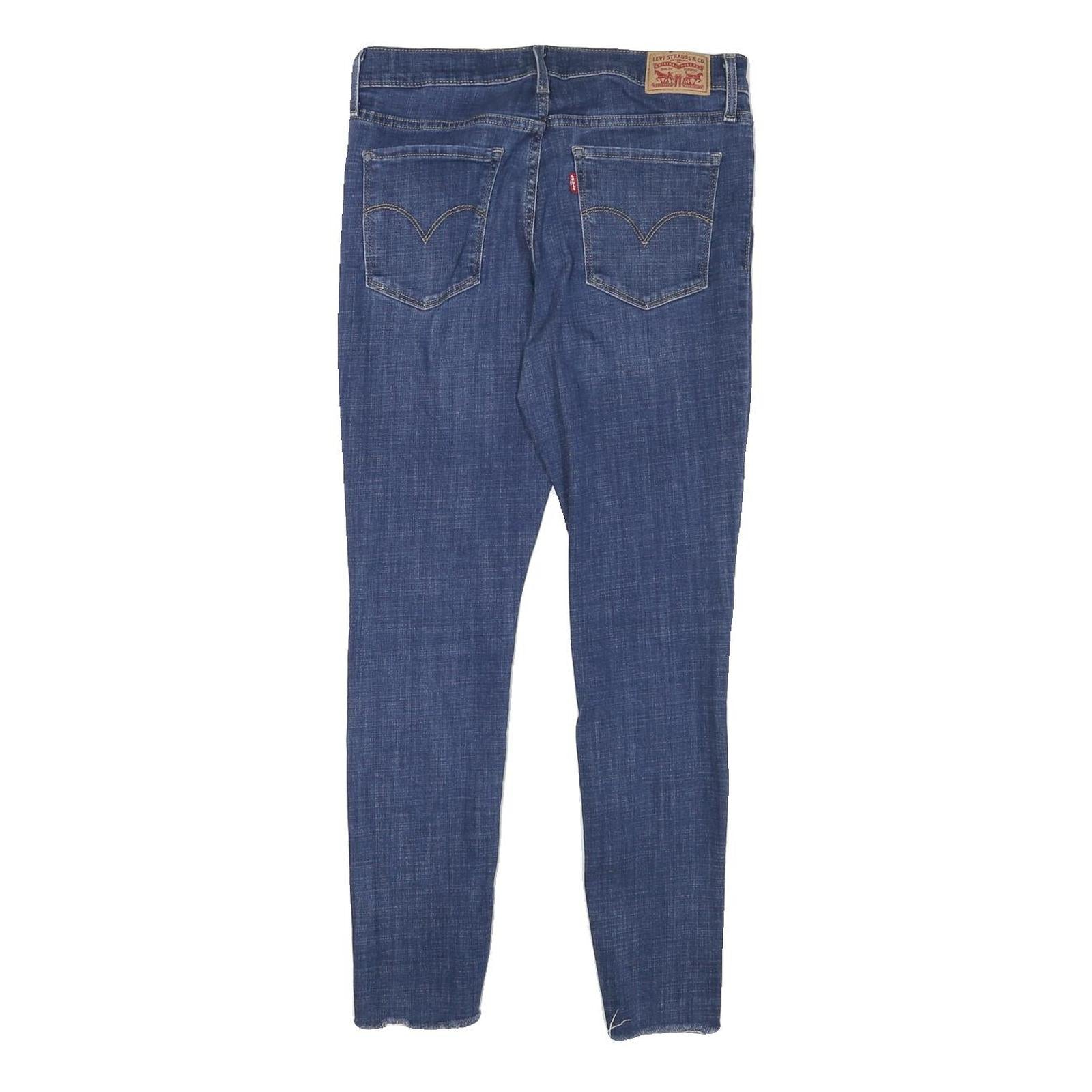 LEVI'S Womens Slim Blue Denim Raw Hem Zip Slim Fit Jeans W29 L27