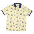 ROUNDTREE & YORKE Mens Yellow & Navy Nautical Print Short Sleeve Polo Shirt L