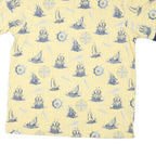 ROUNDTREE & YORKE Mens Yellow & Navy Nautical Print Short Sleeve Polo Shirt L
