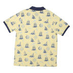 ROUNDTREE & YORKE Mens Yellow & Navy Nautical Print Short Sleeve Polo Shirt L