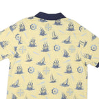 ROUNDTREE & YORKE Mens Yellow & Navy Nautical Print Short Sleeve Polo Shirt L