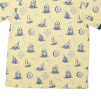 ROUNDTREE & YORKE Mens Yellow & Navy Nautical Print Short Sleeve Polo Shirt L