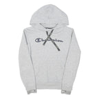 CHAMPION Womens Grey Hoodie M Cotton Blend Pullover Logo Print Casual