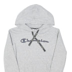 CHAMPION Womens Grey Hoodie M Cotton Blend Pullover Logo Print Casual