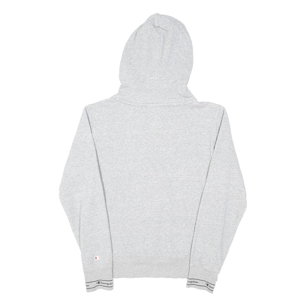 CHAMPION Womens Grey Hoodie M Cotton Blend Pullover Logo Print Casual