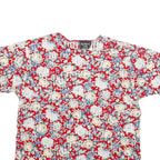 SOUTHERN LADY Womens Red Floral Print Short Sleeve Round Neck Top S Casual