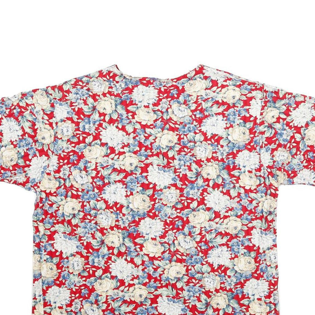 SOUTHERN LADY Womens Red Floral Print Short Sleeve Round Neck Top S Casual