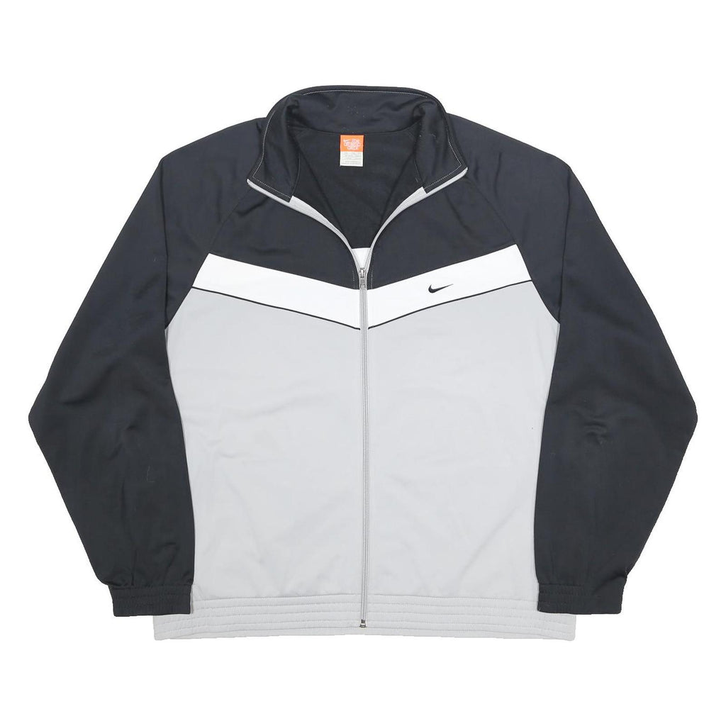 NIKE Mens Black & Grey Track Jacket 2XL Polyester Zip Sportswear Retro Design