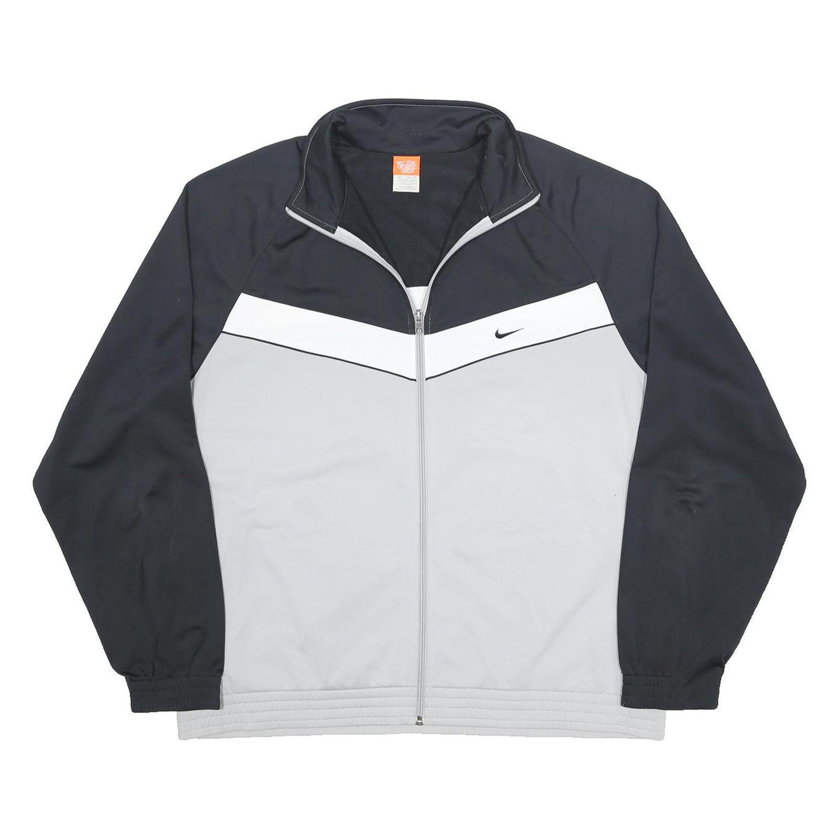 NIKE Mens Black & Grey Track Jacket 2XL Polyester Zip Sportswear Retro Design