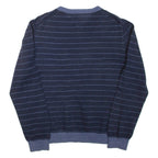 TOMMY HILFIGER Mens Patterned Jumper Blue Striped Tight Knit XL