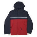 NAUTICA Mens Navy & Red Colourblock Jacket M Polyester Blend Zip Hooded Casual