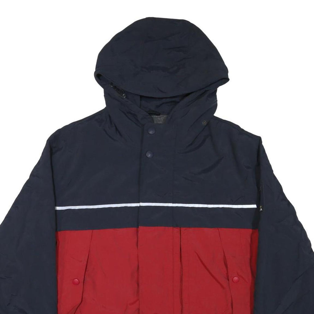 NAUTICA Mens Navy & Red Colourblock Jacket M Polyester Blend Zip Hooded Casual