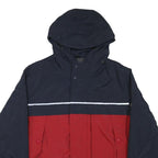 NAUTICA Mens Navy & Red Colourblock Jacket M Polyester Blend Zip Hooded Casual