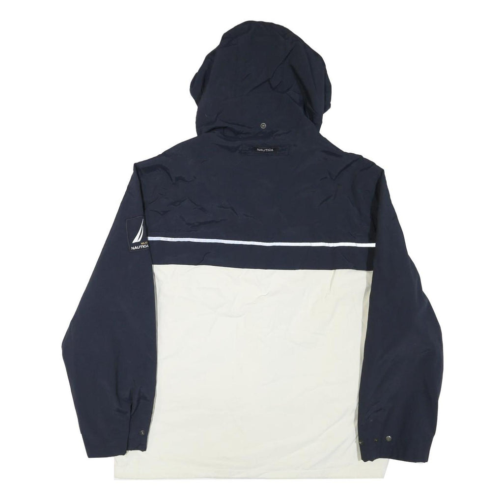 NAUTICA Mens Navy & Red Colourblock Jacket M Polyester Blend Zip Hooded Casual