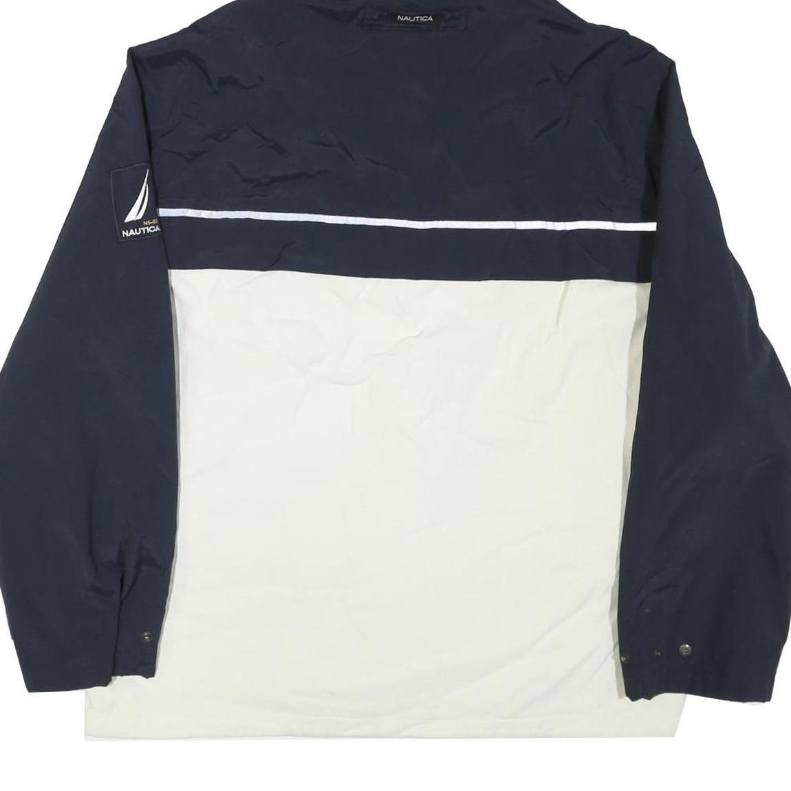 NAUTICA Mens Navy & Red Colourblock Jacket M Polyester Blend Zip Hooded Casual