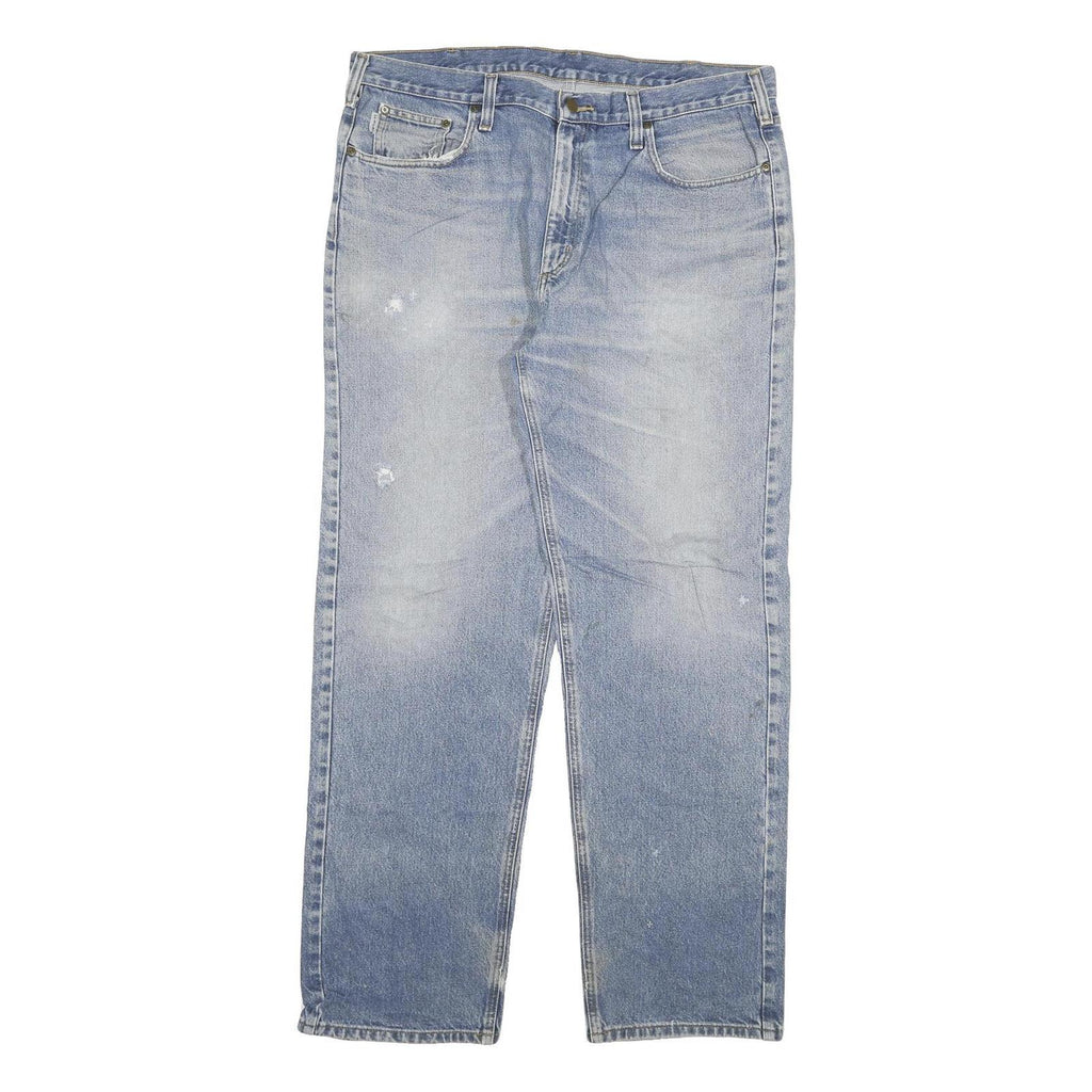 CARHARTT Mens Relaxed Blue Denim Light Wash W40 L33 Casual Cotton Zip Jeans