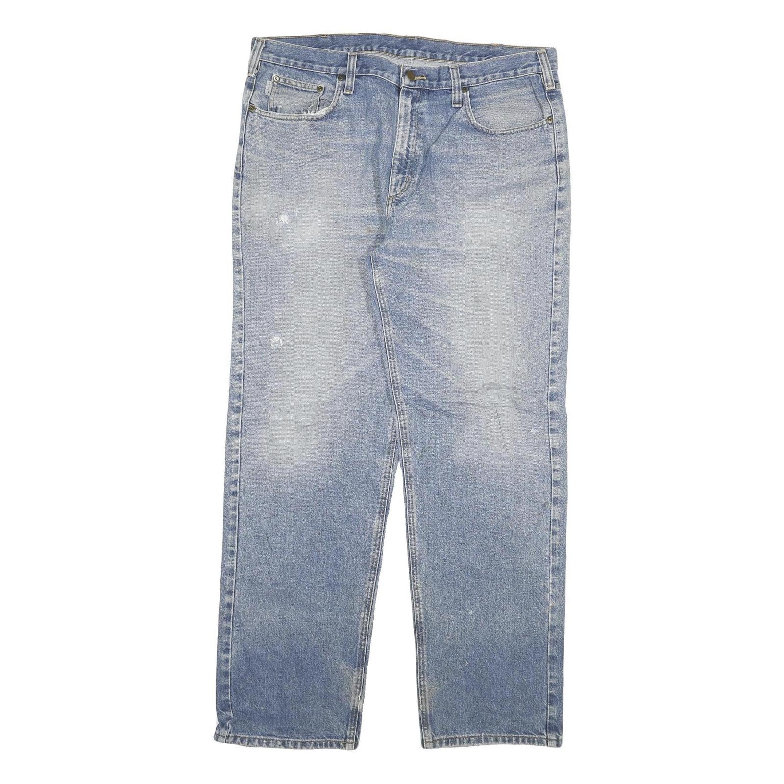 CARHARTT Mens Relaxed Blue Denim Light Wash W40 L33 Casual Cotton Zip Jeans