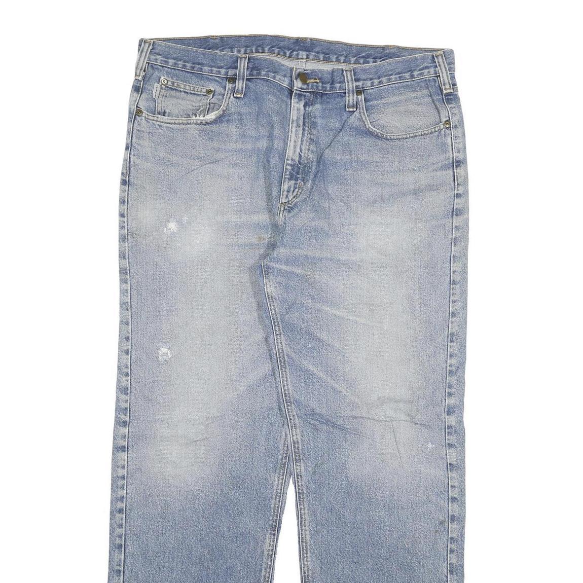 CARHARTT Mens Relaxed Blue Denim Light Wash W40 L33 Casual Cotton Zip Jeans