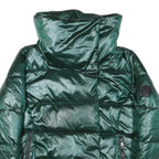 DKNY Womens Green Puffer Jacket L Polyester Blend Zip Outdoor Winter Warm