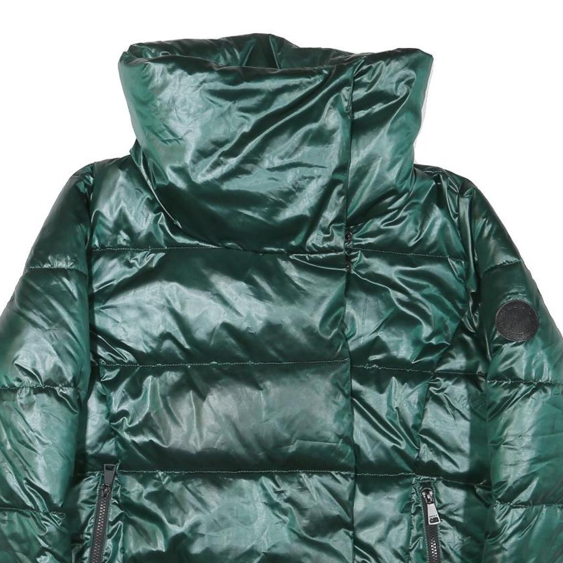 DKNY Womens Green Puffer Jacket L Polyester Blend Zip Outdoor Winter Warm