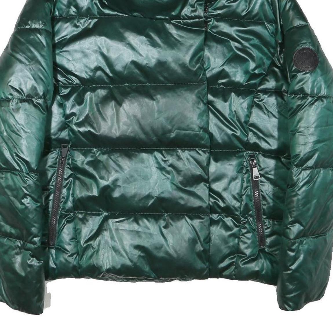 DKNY Womens Green Puffer Jacket L Polyester Blend Zip Outdoor Winter Warm