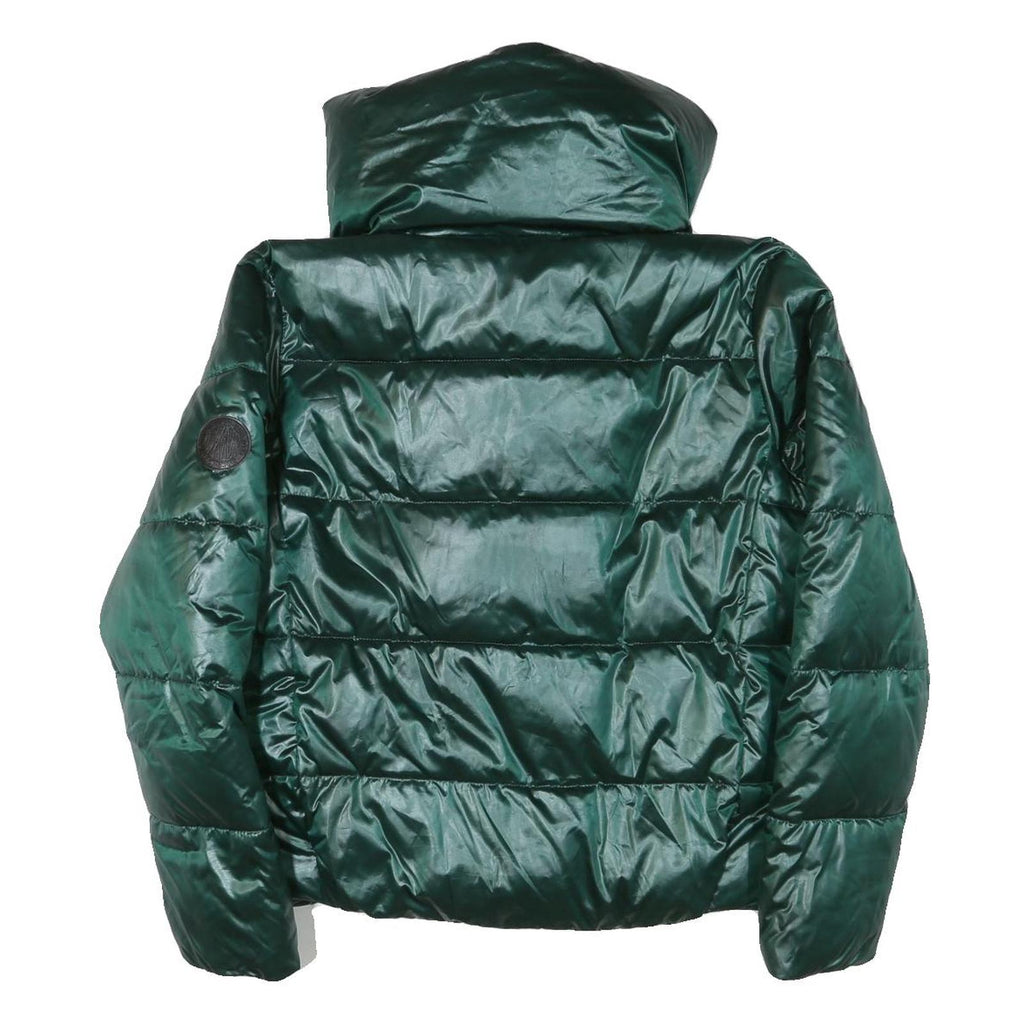 DKNY Womens Green Puffer Jacket L Polyester Blend Zip Outdoor Winter Warm