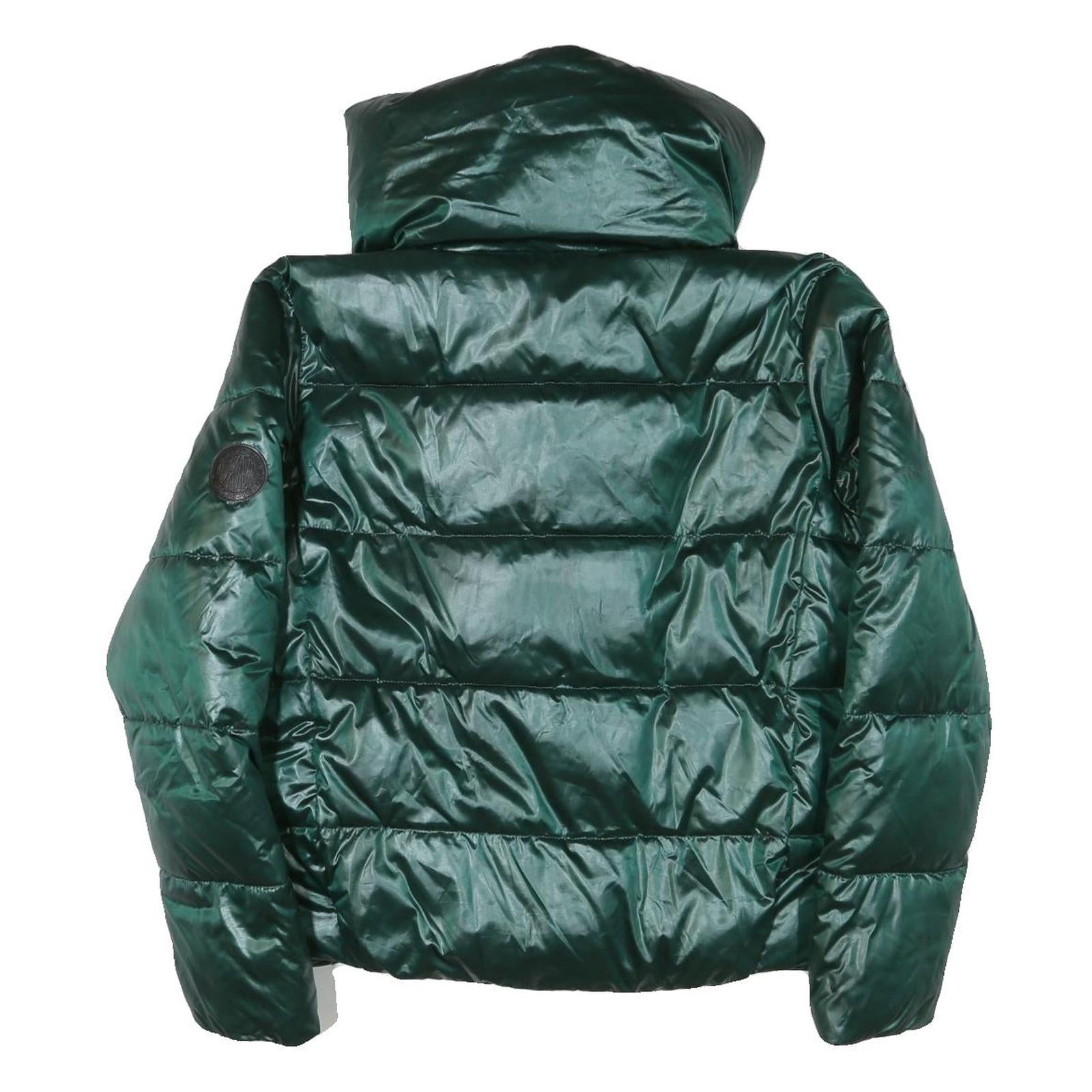 DKNY Womens Green Puffer Jacket L Polyester Blend Zip Outdoor Winter Warm