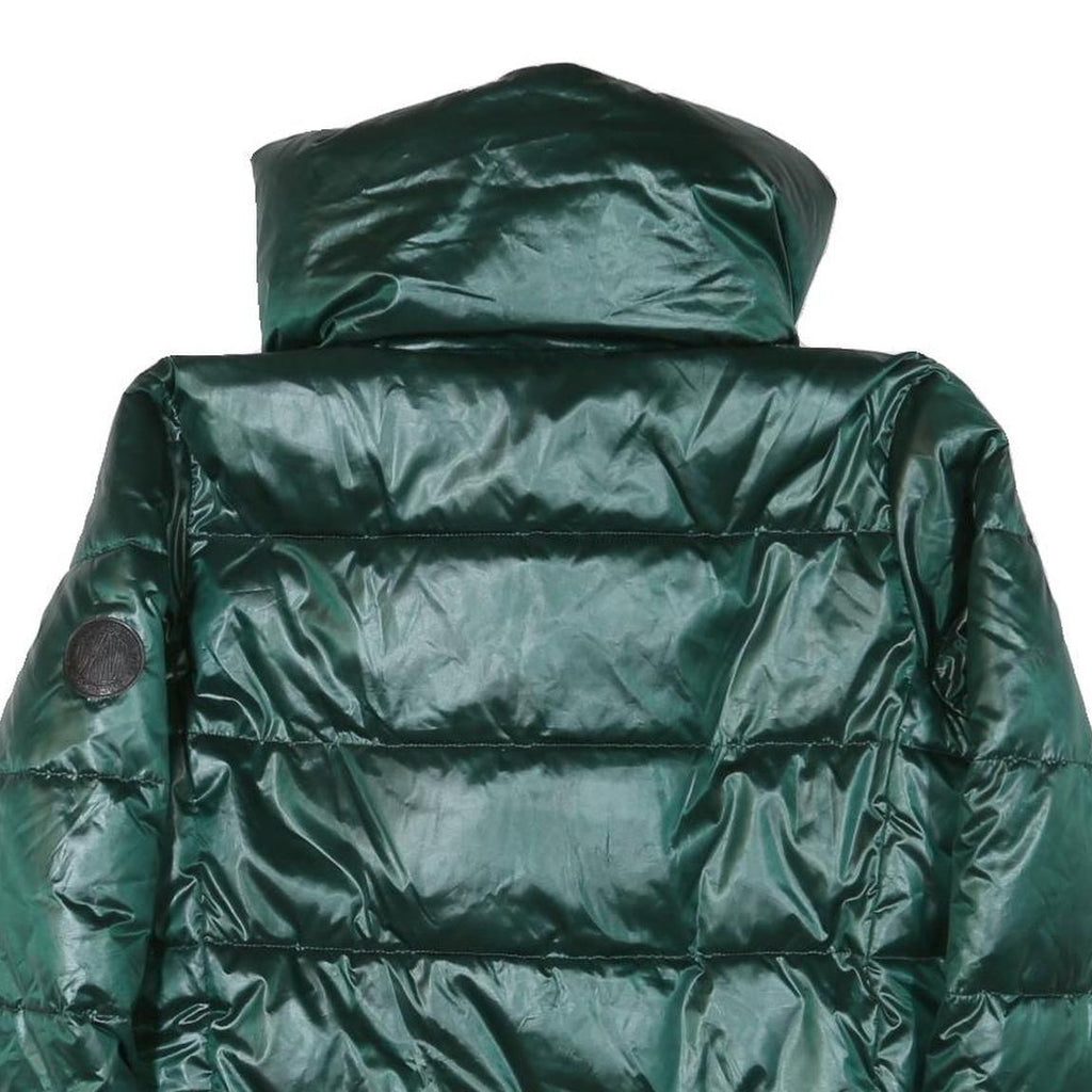 DKNY Womens Green Puffer Jacket L Polyester Blend Zip Outdoor Winter Warm