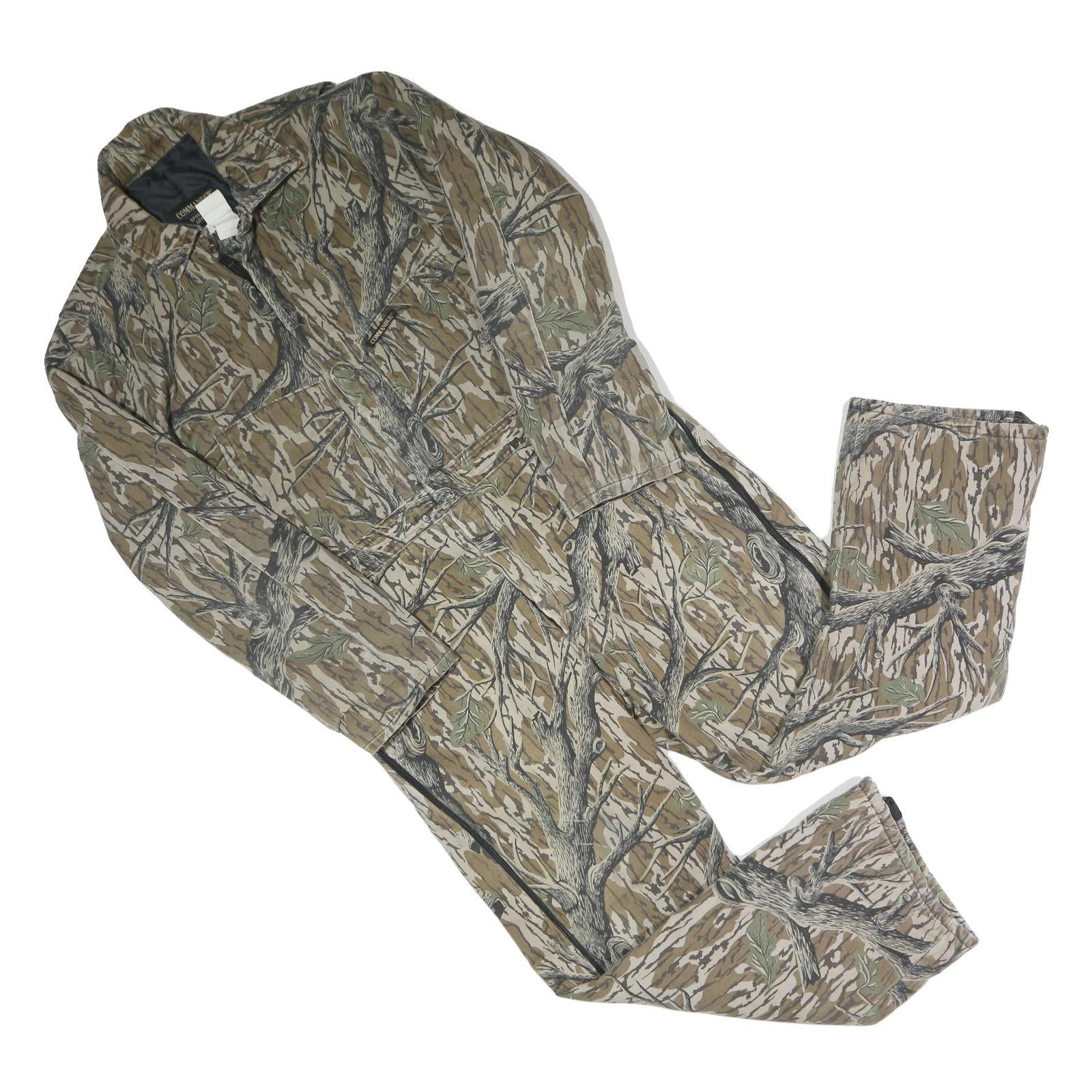 COMMANDER Mens Beige Brown Cotton Blend Dungarees L W40 L28 Camouflage Relaxed