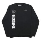KAPPA Mens Black XL Crew Neck Sweatshirt Cotton Blend Pullover Logo Graphic