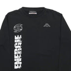 KAPPA Mens Black XL Crew Neck Sweatshirt Cotton Blend Pullover Logo Graphic
