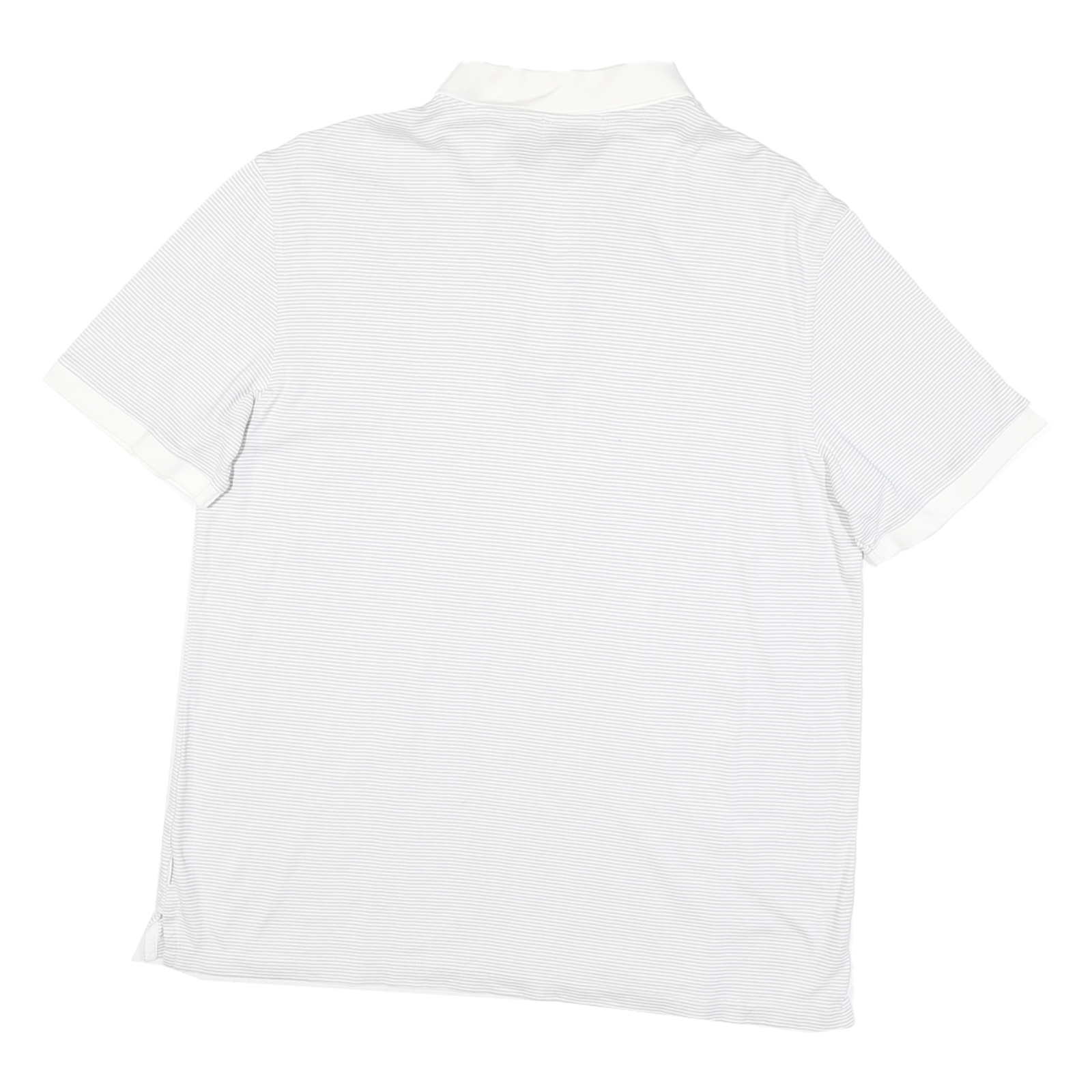 CALVIN KLEIN Mens White & Grey Striped Short Sleeve Polo Shirt M Cotton Blend