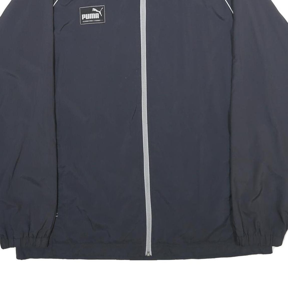 PUMA Mens Black Zip Jacket XL Polyester Plain Athletic Sports Casual Lightweight