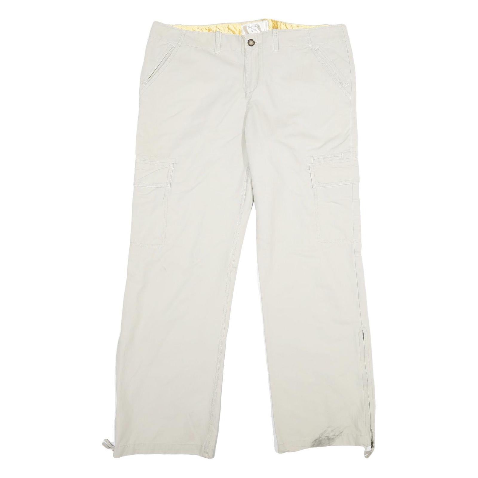 OLD NAVY Womens Cotton Beige Relaxed Straight Trousers W40 L34 Casual Zip Cargo