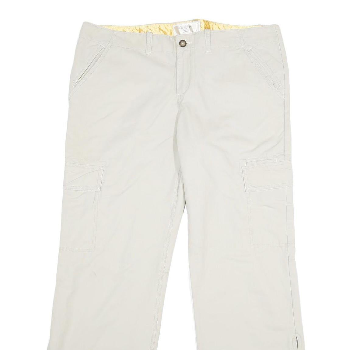 OLD NAVY Womens Cotton Beige Relaxed Straight Trousers W40 L34 Casual Zip Cargo