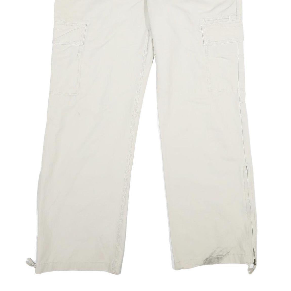 OLD NAVY Womens Cotton Beige Relaxed Straight Trousers W40 L34 Casual Zip Cargo