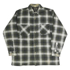 HIGHLAND Mens Green & White Check Shirt L Cotton Blend Long Sleeve Casual