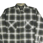 HIGHLAND Mens Green & White Check Shirt L Cotton Blend Long Sleeve Casual
