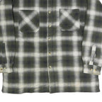 HIGHLAND Mens Green & White Check Shirt L Cotton Blend Long Sleeve Casual