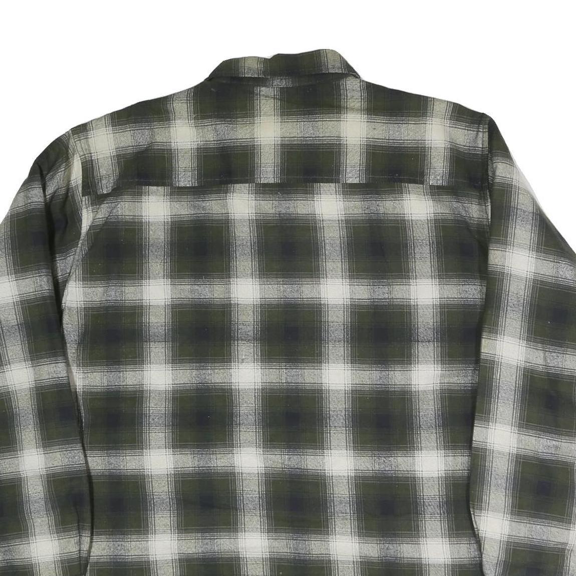 HIGHLAND Mens Green & White Check Shirt L Cotton Blend Long Sleeve Casual