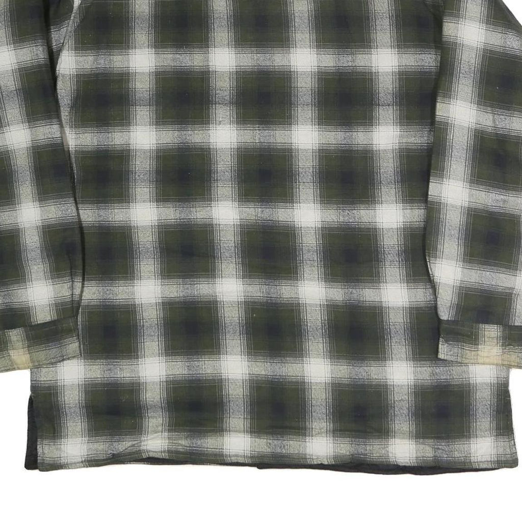 HIGHLAND Mens Green & White Check Shirt L Cotton Blend Long Sleeve Casual