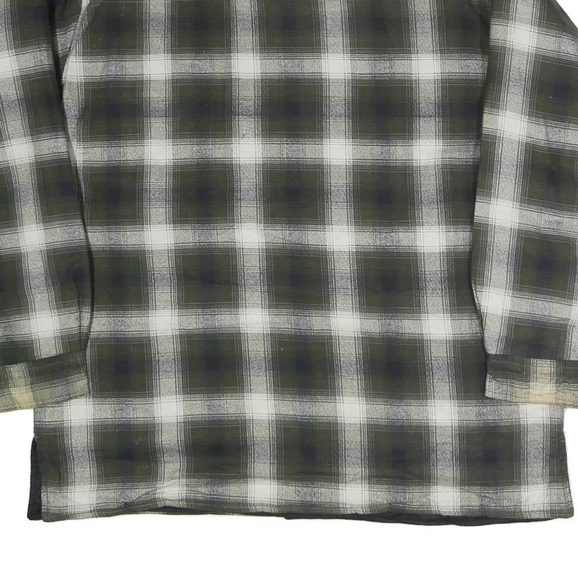 HIGHLAND Mens Green & White Check Shirt L Cotton Blend Long Sleeve Casual