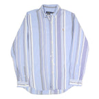 POLO RALPH LAUREN Mens Blue & Grey Striped Shirt XL Classic Button-Down Cotton