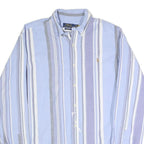 POLO RALPH LAUREN Mens Blue & Grey Striped Shirt XL Classic Button-Down Cotton